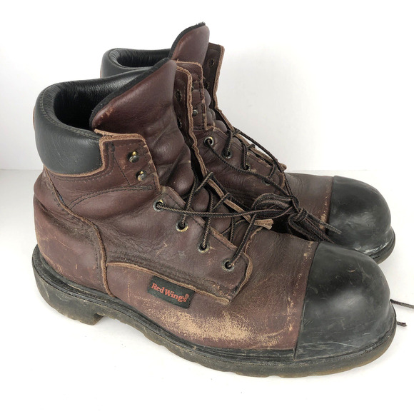 RED WING Boots 2406 Sz 10‎ 43 Brown Leather Steel Toe Tuff Toe USA Rugged Work - Picture 1 of 11